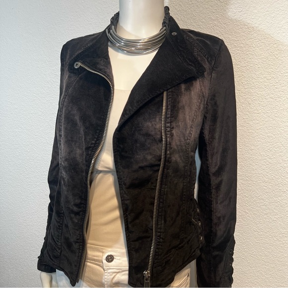 Free People Lacey Velvet Corset Lace-Up Moto Black Jacket - Picture 6 of 12